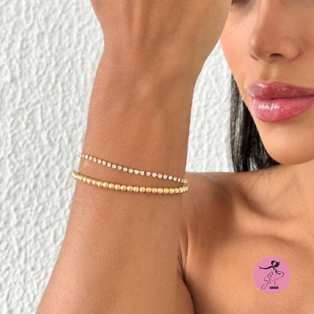 Pulseira strass folheado a ouro 18k