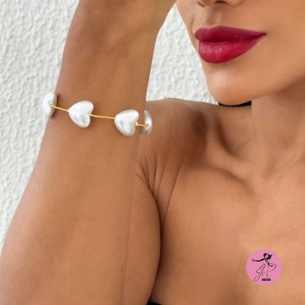 Pulseira coração folheado a ouro 18k