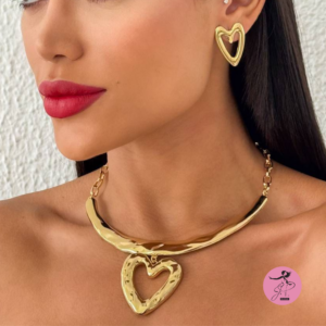 Conjunto Aro C/Max Coração folheado a Ouro