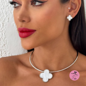 Conjunto Aro Inspiraçao Resinada folheado a Prata 925 ( Branco)