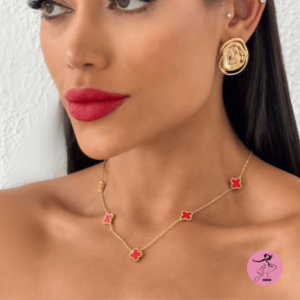 Colar Inspiração Virginia folheado a  Ouro 18k Vermelho